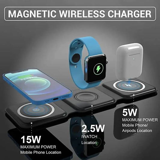 3-in-1 Magnetic Wireless Charger Foldable 15W Original Charging Station
