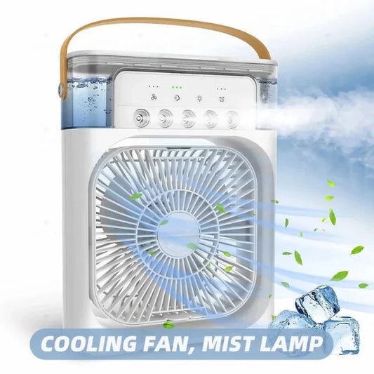Portable Air Conditioner Fan | USB Electric Fan with LED Night Light, Fine Mist Water, and Humidifier Function | LED Night Light Water Mist | Random Color